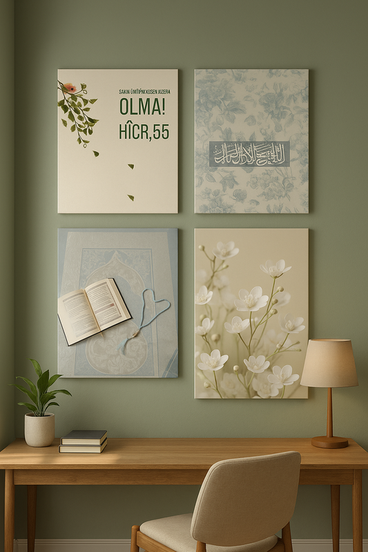Umut ve Sükûnet Koleksiyonu 4’lü Soft Minimal İslami Kanvas Set