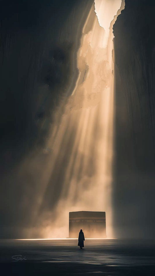 Aydınlığa Yolculuk — Kâbe Kanvas Tablo | İslami Duvar Dekoru | Modern Dini Tablo